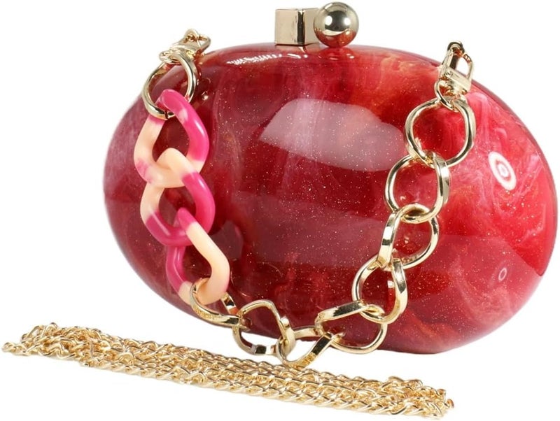 GSYPS Acrylic Evening Clutch Bag for Women Shell Shape Shoulder Crossbody Bag Glitter Marble Purse Handbag - Image 2